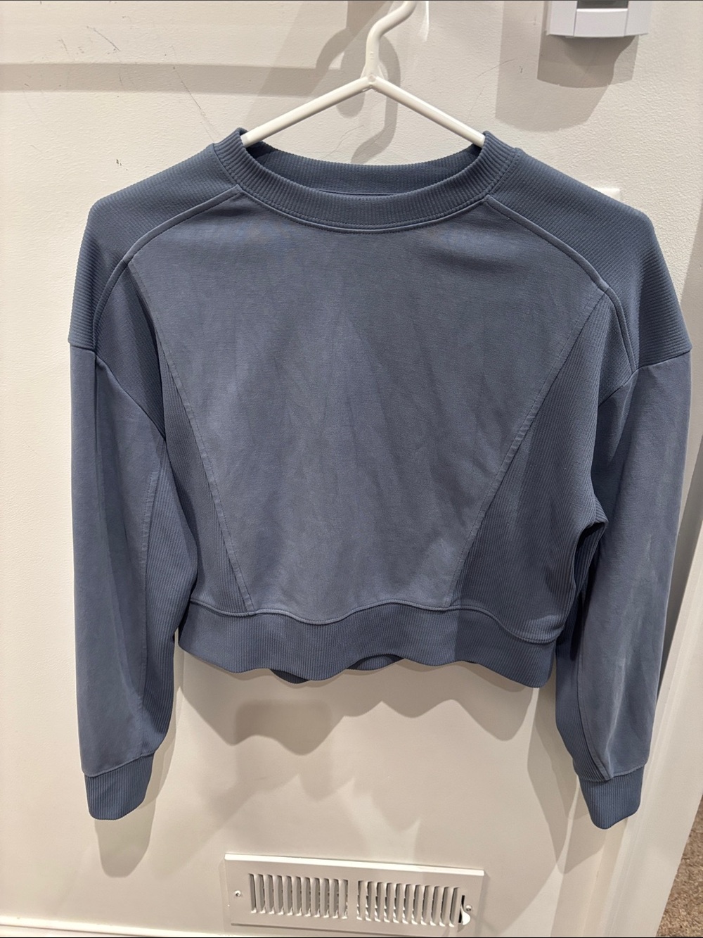 Athleta Slate Blue Cropped Crew Sweatshirt